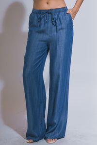 Sunday Stroll Tencel Wide Leg Pants in Blue