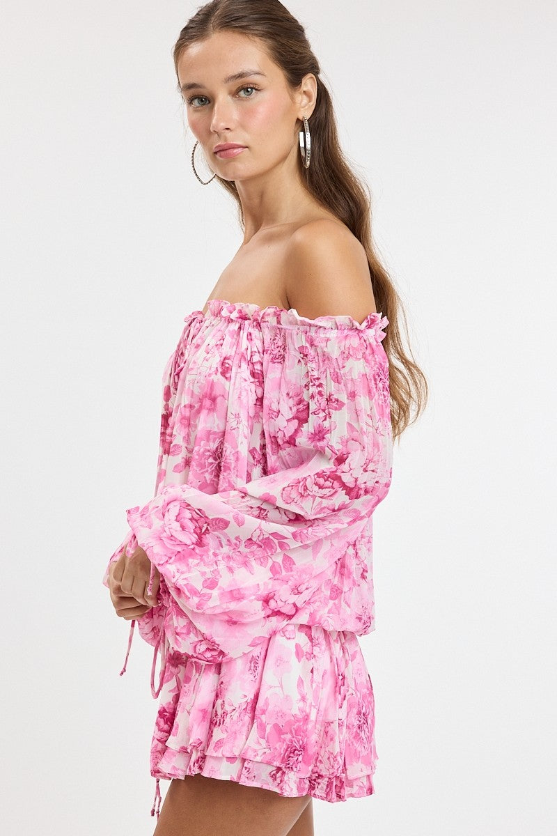 Pretty Peonies Off Shoulder Mini Dress