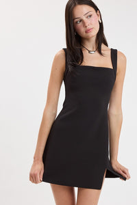 Eclipse Slit Body-Con Mini Dress in Black