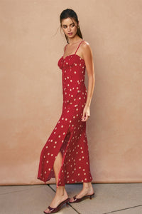 The Show Off Polka Dot Maxi in Red