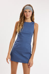 Everyday Chic Boat Neck Mini Dress in Navy