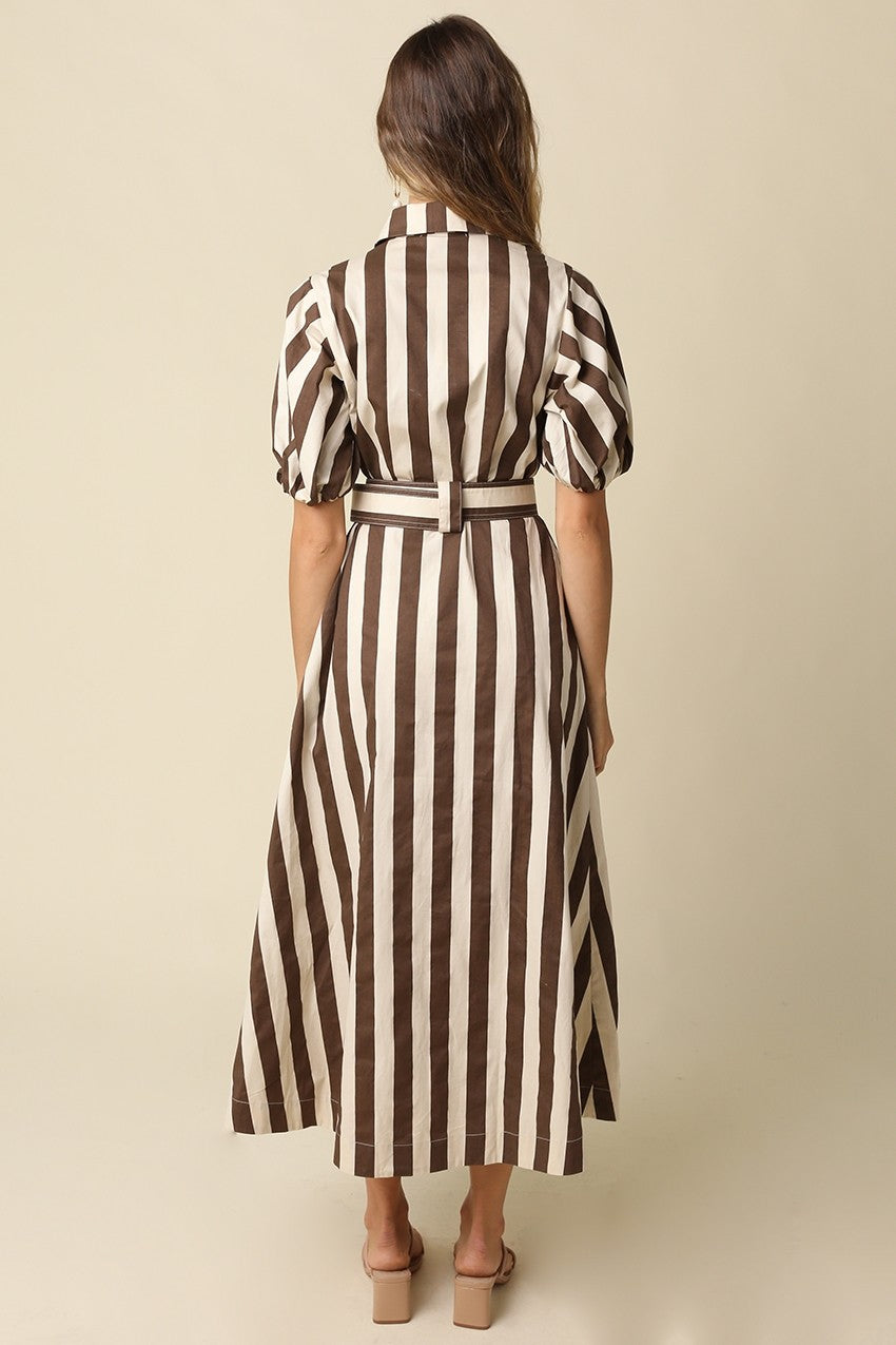 The Hayden Belted Striped Maxi Dress