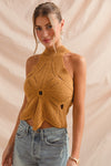 Flower Shape Halter Sweater Tank  MORE COLORS