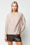 Long Sleeve Half Button Front Blouse