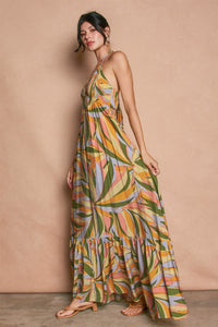 Coco Print Halter Maxi Dress