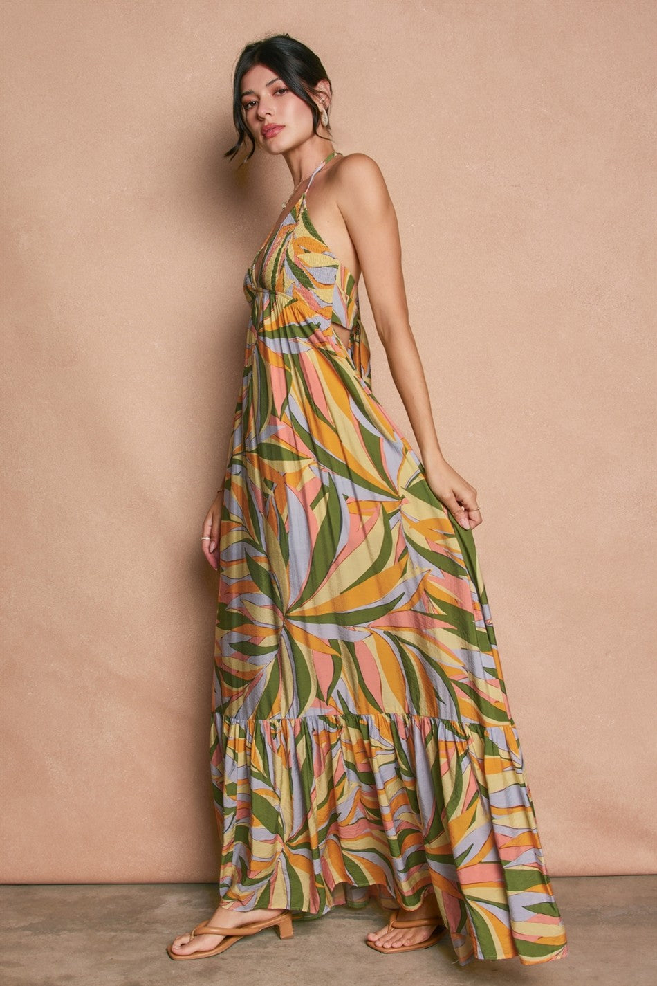 Coco Print Halter Maxi Dress