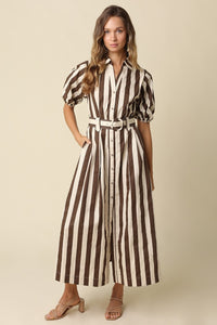 The Hayden Belted Striped Maxi Dress