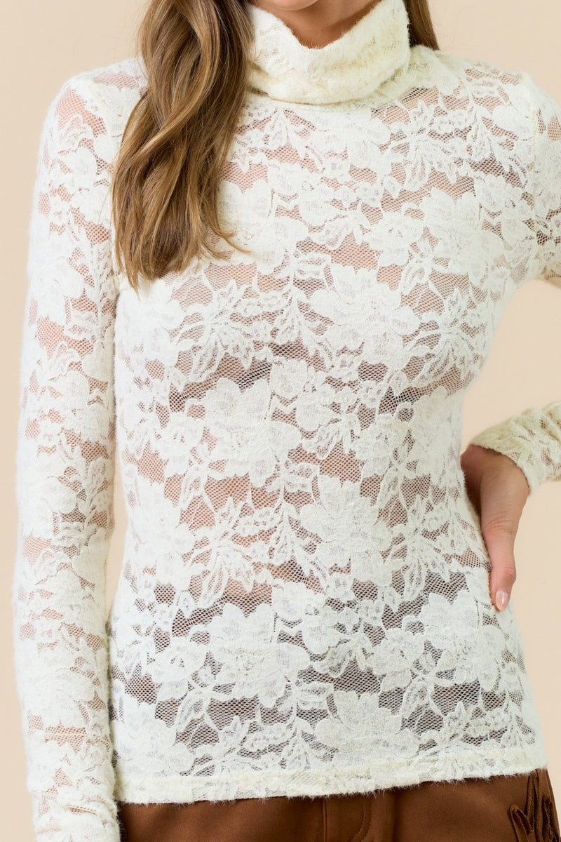 Lace Turtle Neck Statement Top