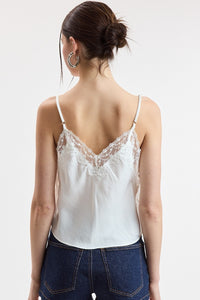Sweet Mirage Lace Point Cami Crop Top in White