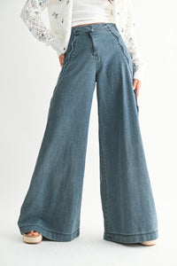 Wide Leg Denim Trousers