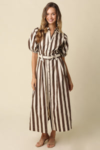 The Hayden Belted Striped Maxi Dress