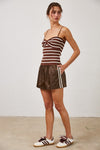 Striped Tube Top With Removeable Straps Chocolate