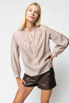 Long Sleeve Half Button Front Blouse