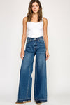 Raw Hem Wide Leg Jeam
