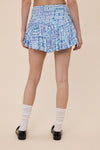 Patchwork Print Blue Mini Skirt with Built in Short