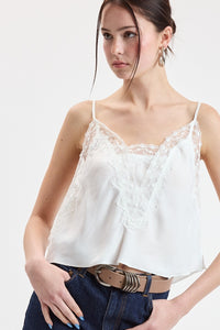 Sweet Mirage Lace Point Cami Crop Top in White