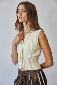 All Natural Button Front Sweater Vest