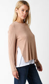 Brooke Double Layer Tee Sweater in Dark Blush