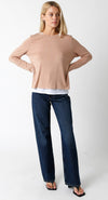 Brooke Double Layer Tee Sweater in Dark Blush