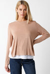 Brooke Double Layer Tee Sweater in Dark Blush