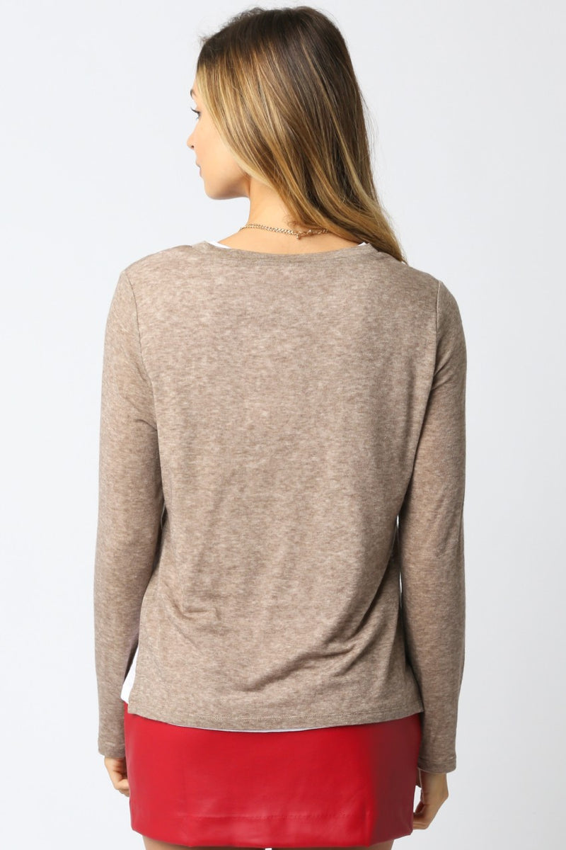 Double Layer Tee in Mocha