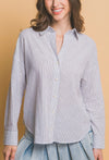The Perfect Striped Button Down Top In White