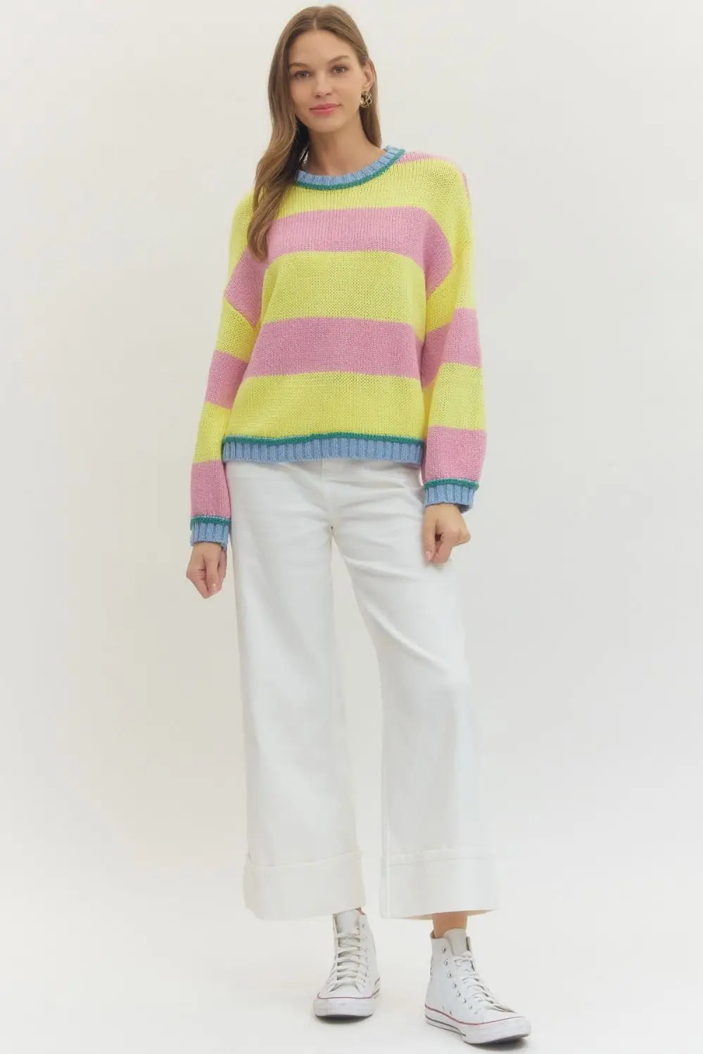 Everybody Free Pink and Yellow Sweater