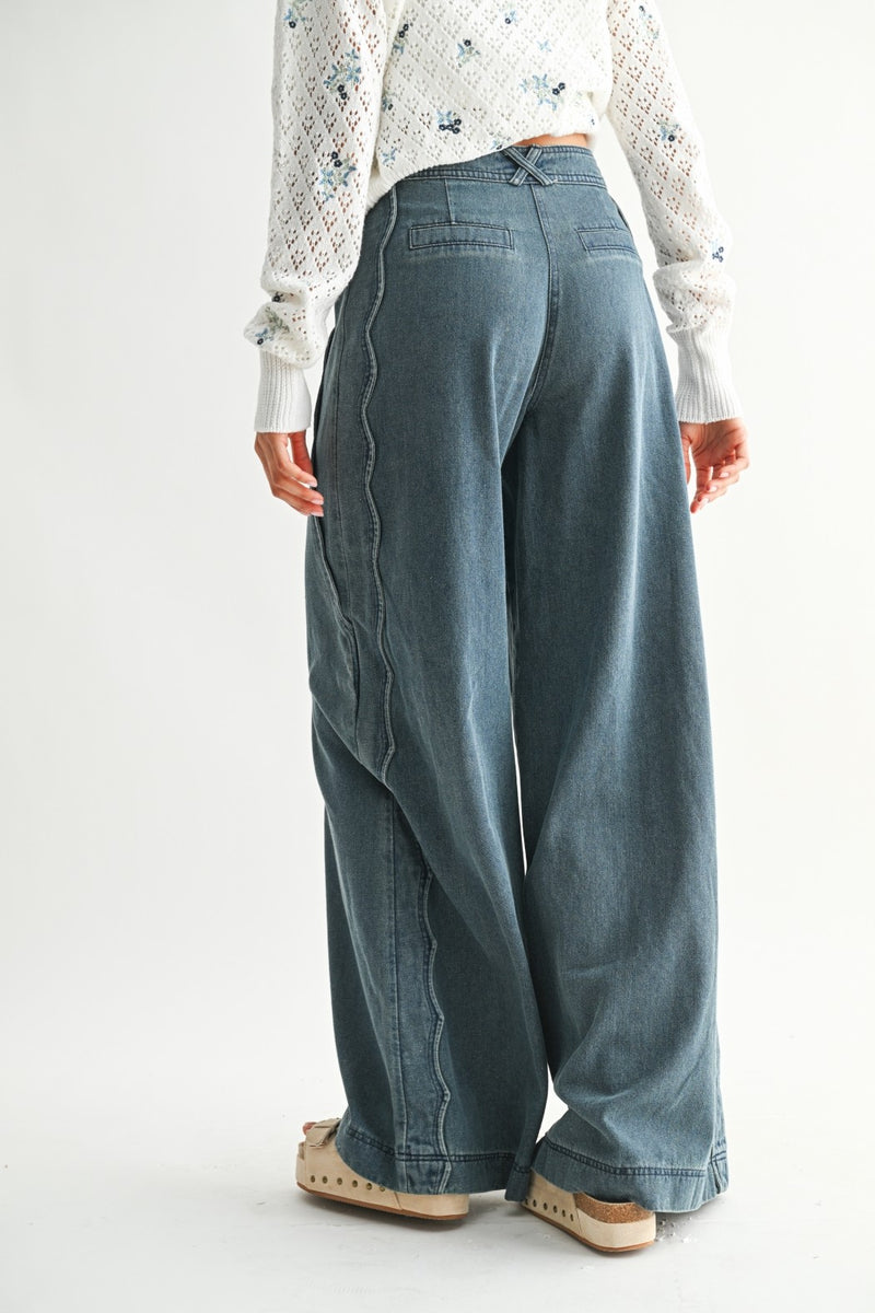 Wide Leg Denim Trousers
