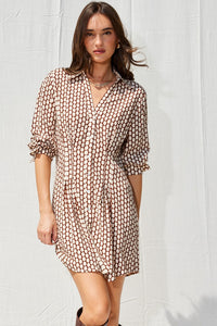 Chocolate Spotted Button Down Mini Dress