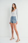 Utility pocket High Rise Short in Light Denim