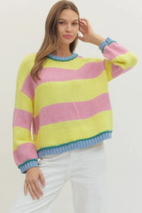 Everybody Free Pink and Yellow Sweater