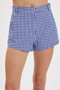 Bijou Plaid Strapless Top & Shorts Set in Blue