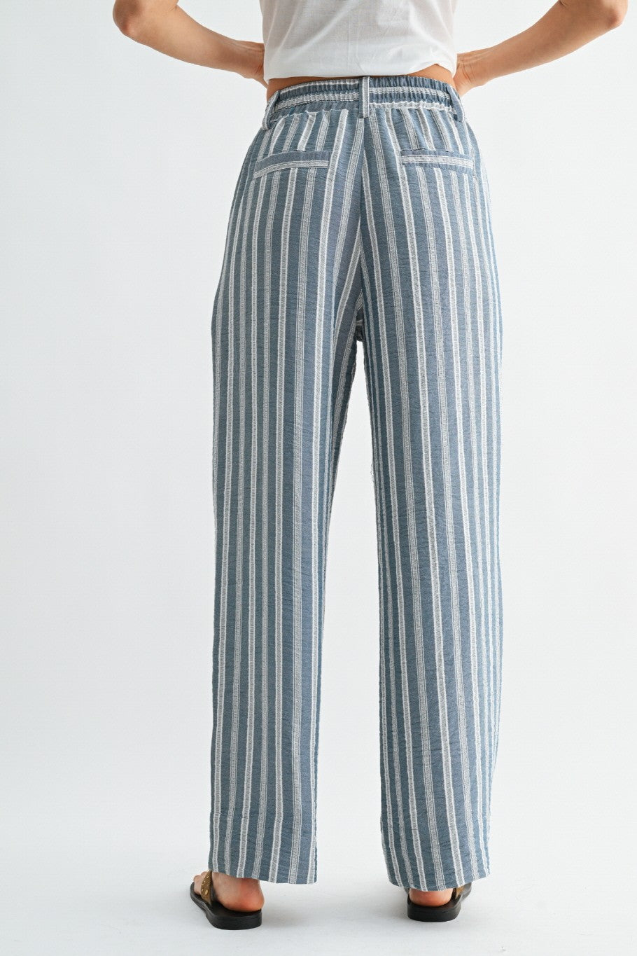 Porto Stripe Wide Leg Drawstring Pants