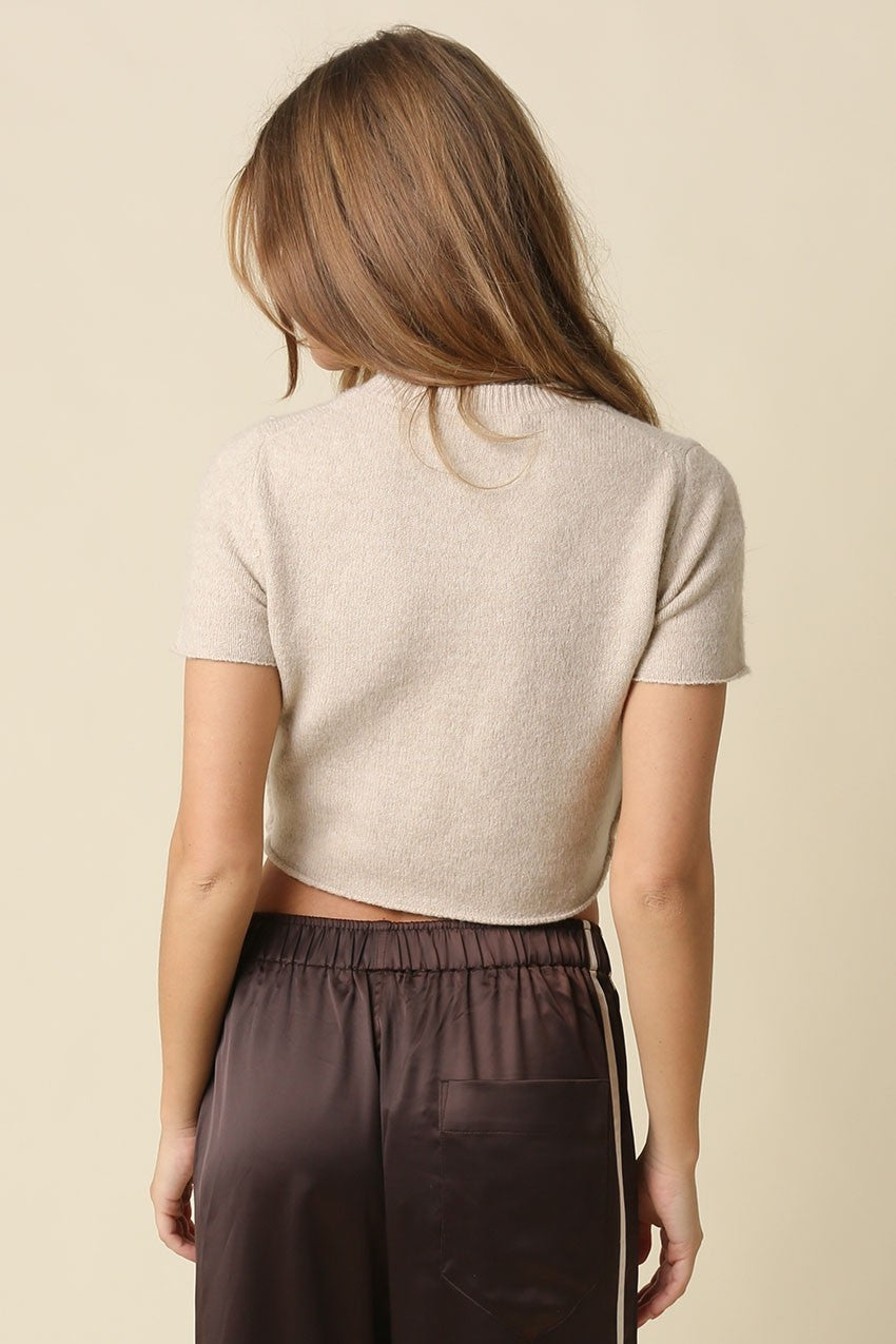 Capri Knit Crop Tee in Mocha