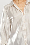 Shimmer Tonight Iridescent Button Down In Champagne