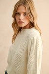 Tyler Scalloped Cream Puff Sleeve Sweater