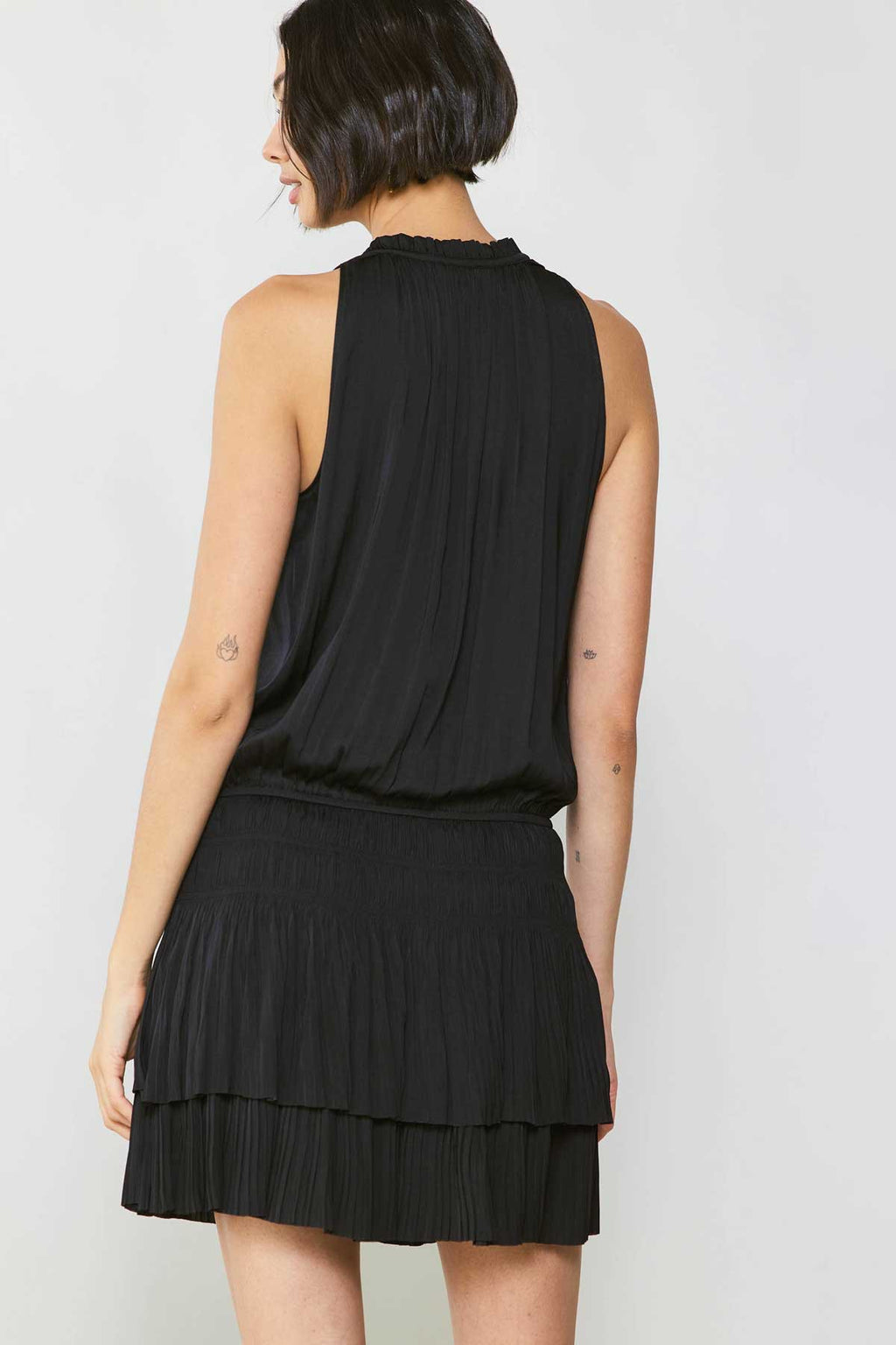 Francesca Drop Waist Sleeveless Mini Dress in Black