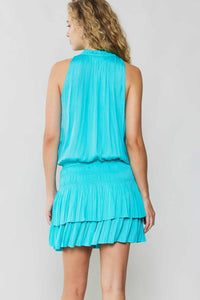 Francesca Drop Waist Sleeveless Mini Dress in Turquoise