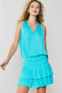 Francesca Drop Waist Sleeveless Mini Dress in Turquoise