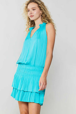 Francesca Drop Waist Sleeveless Mini Dress in Turquoise