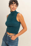Ribbed Sleeveless High Neck Sweater Top More Colors