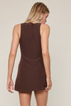 Mini Solid Color Dress with Inside Shorts in Chocolate