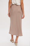 Satin Midi Skirt in Mushroom