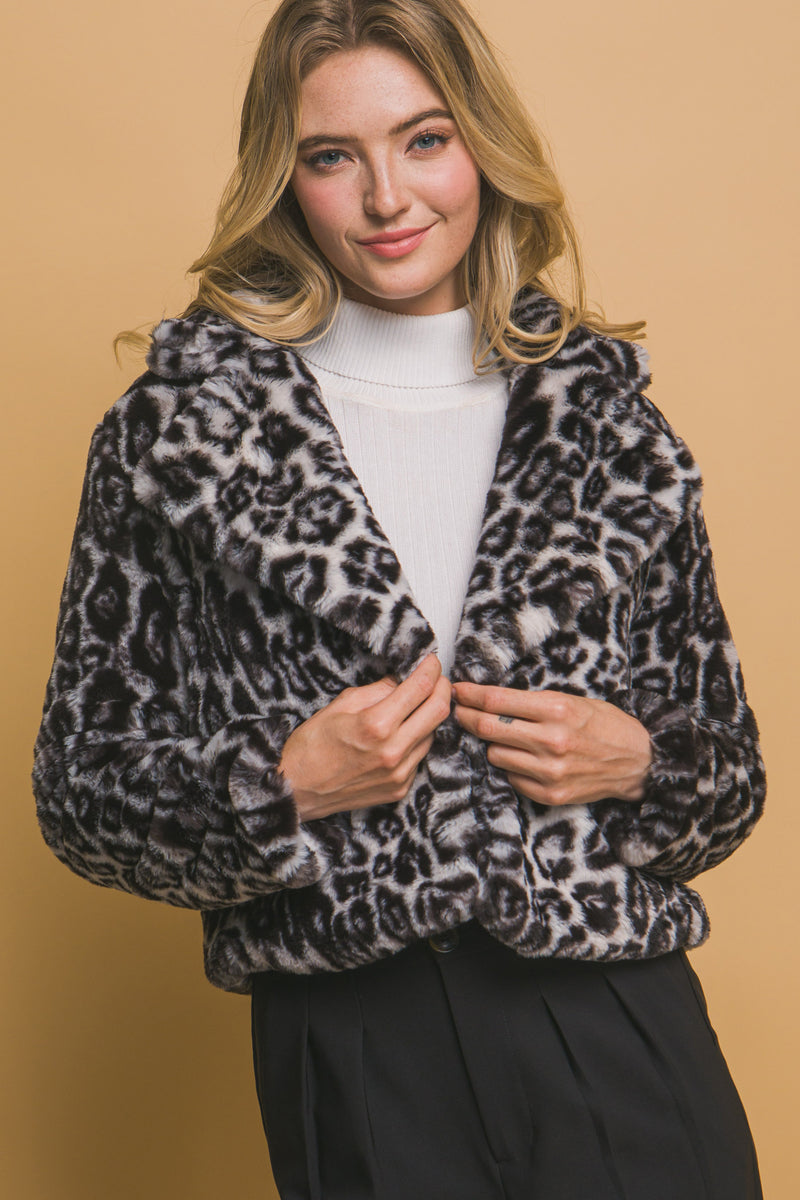 Jessie Cropped Fuzzy Animal Jacket