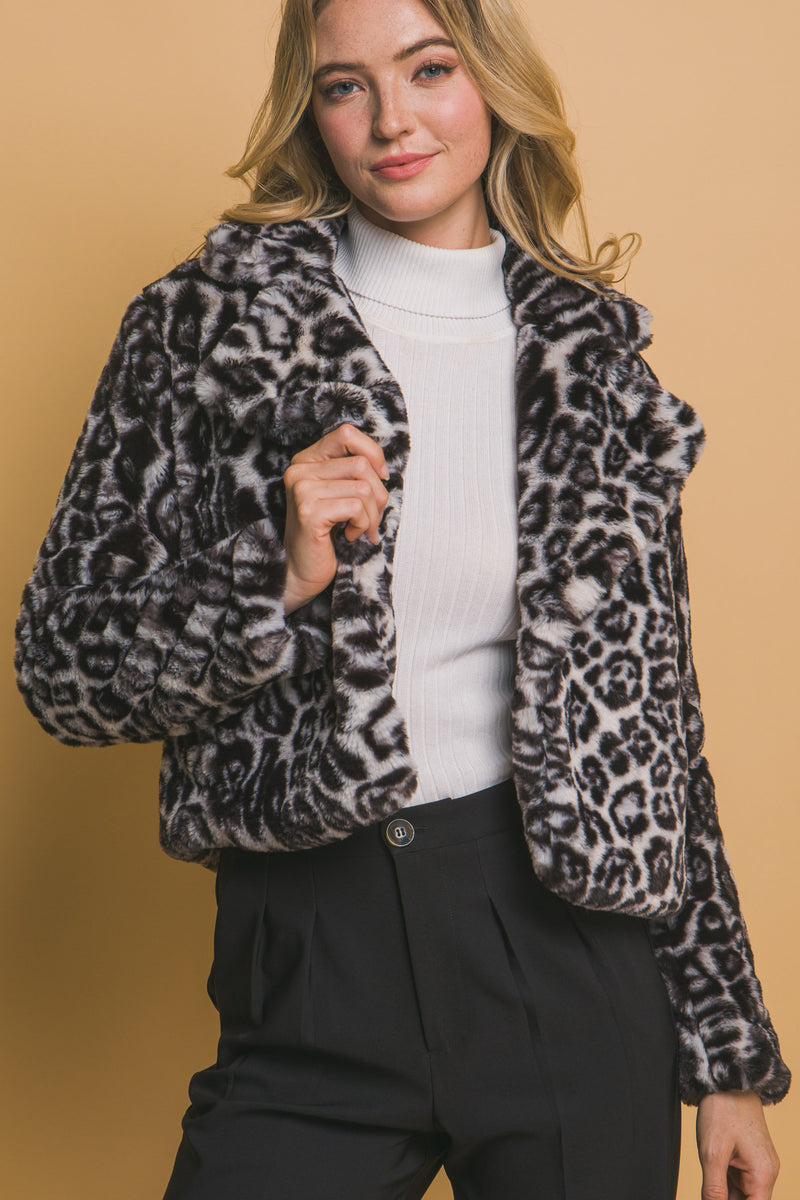 Jessie Cropped Fuzzy Animal Jacket