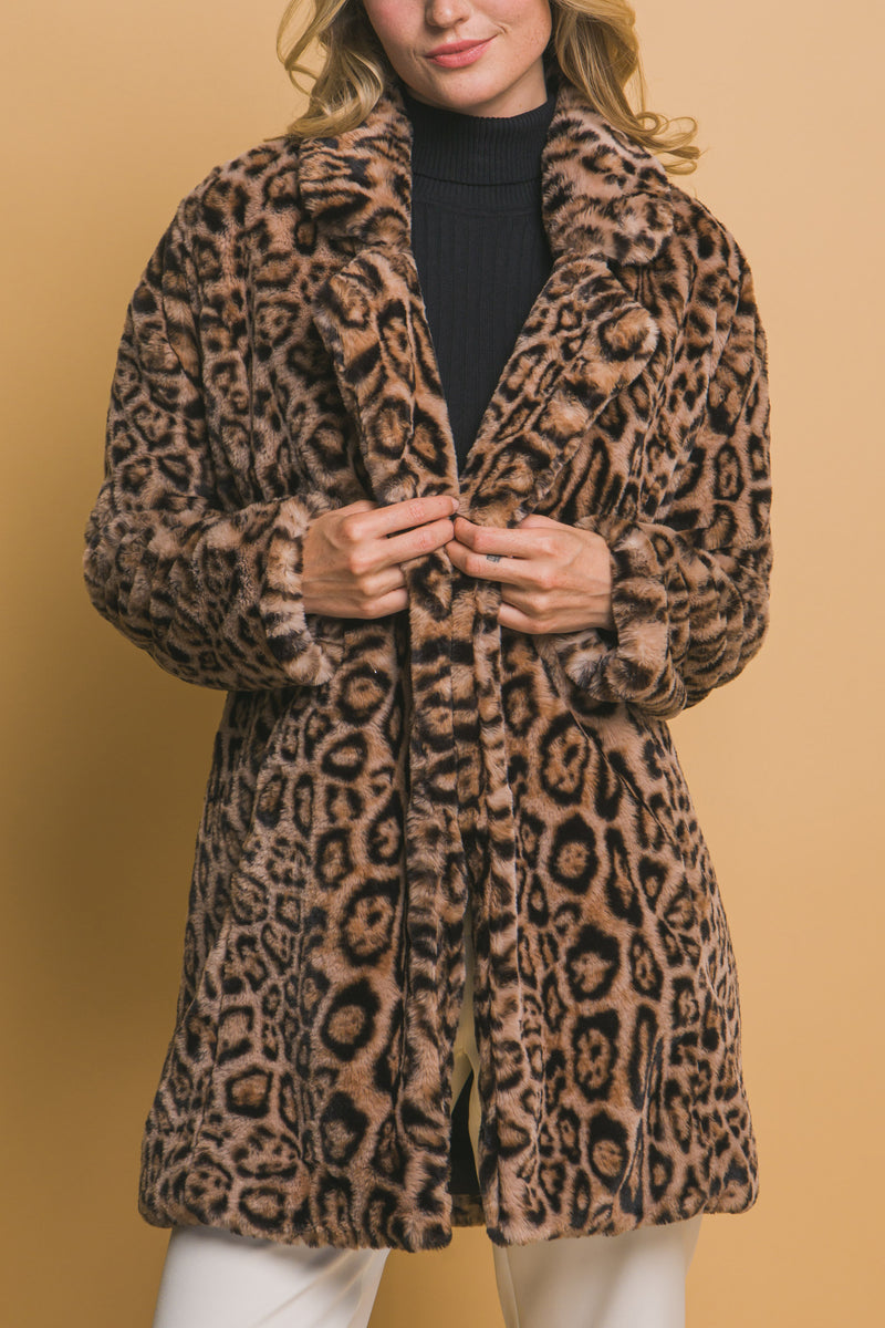 The Weekend Furry Animal Print Coat