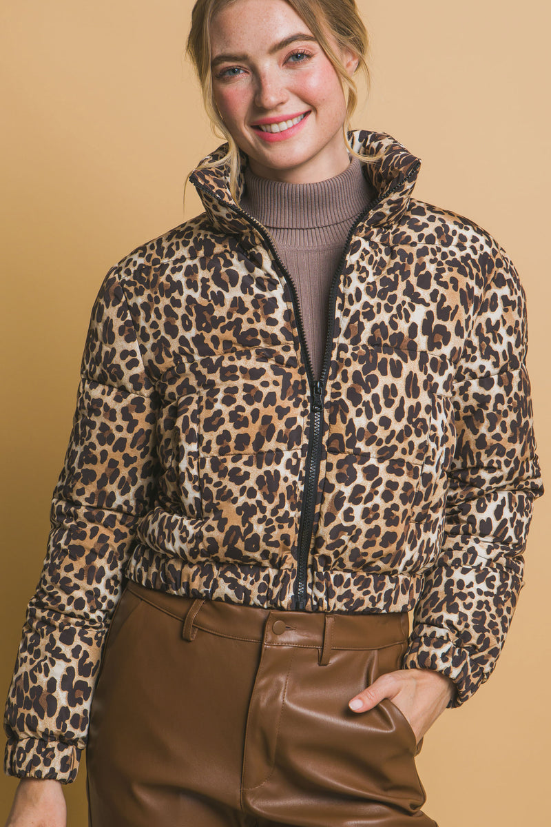 Animal Puffer Jacket in Camel