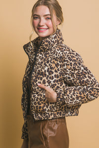 Animal Puffer Jacket in Camel