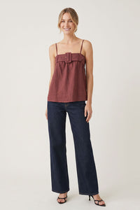 Arabella Buckle Detail Sleeveless Top in Marsala