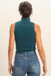 Ribbed Sleeveless High Neck Sweater Top More Colors